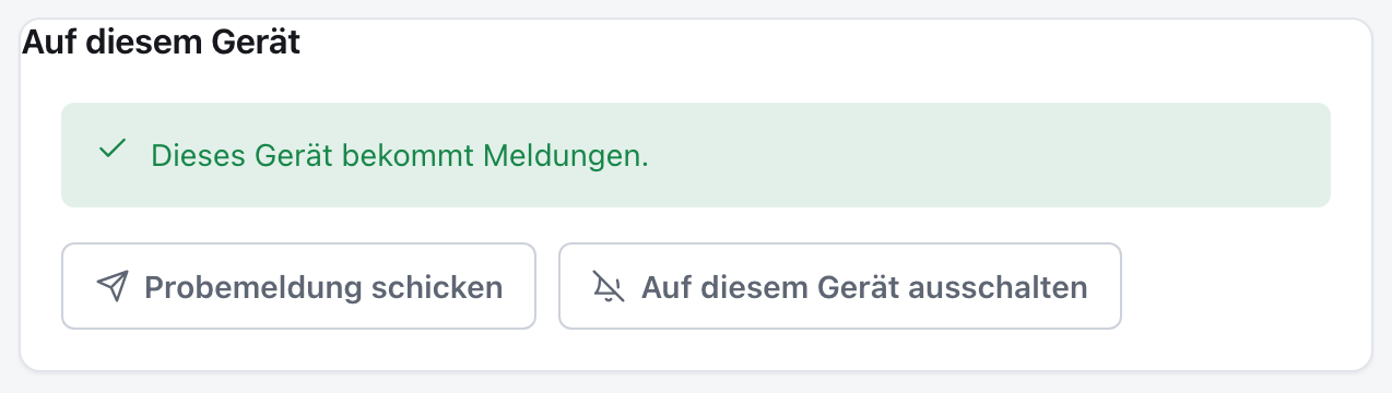Die Karte nach dem Einschalten, mit dem Knopf für die Probemeldung